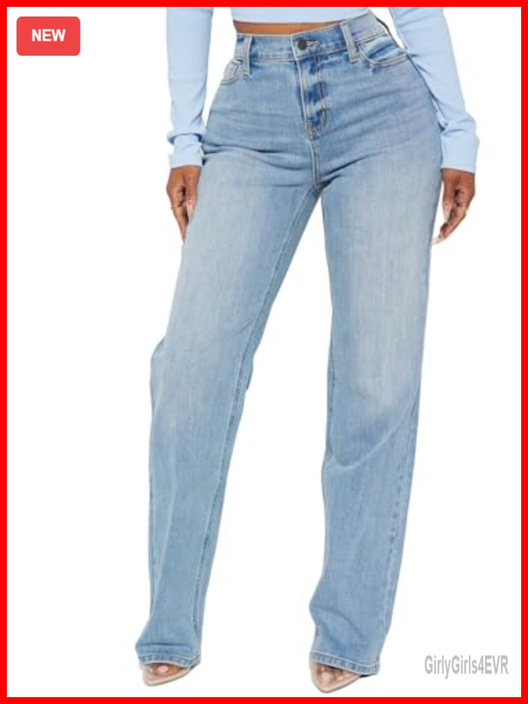 Women's High Waisted Straight Leg Wide Leg Jeans Denim Pants